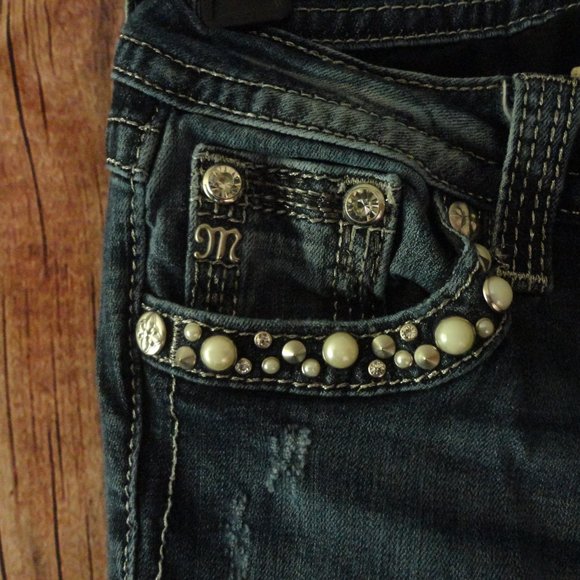 MISS ME JEANS Denim Signature Skinny Rhinestone Style JV7246S Size 25 - Picture 4 of 6